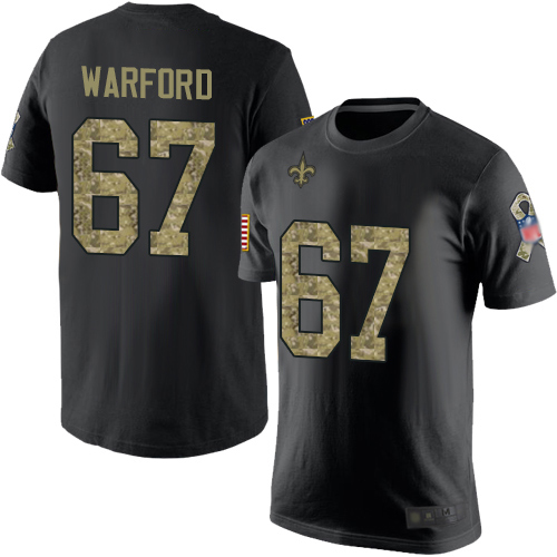 Men New Orleans Saints Black Camo Larry Warford Salute to Service NFL Football #67 T Shirt->nfl t-shirts->Sports Accessory